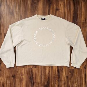 Nike Light Yellow/Cream Circle Logo Boxy Long Sleeve Shirt Size Small